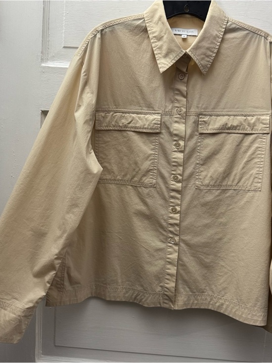 Tops - Saba Beige Button Up Utility Shirt Size 14 Minimalist Overshirt
